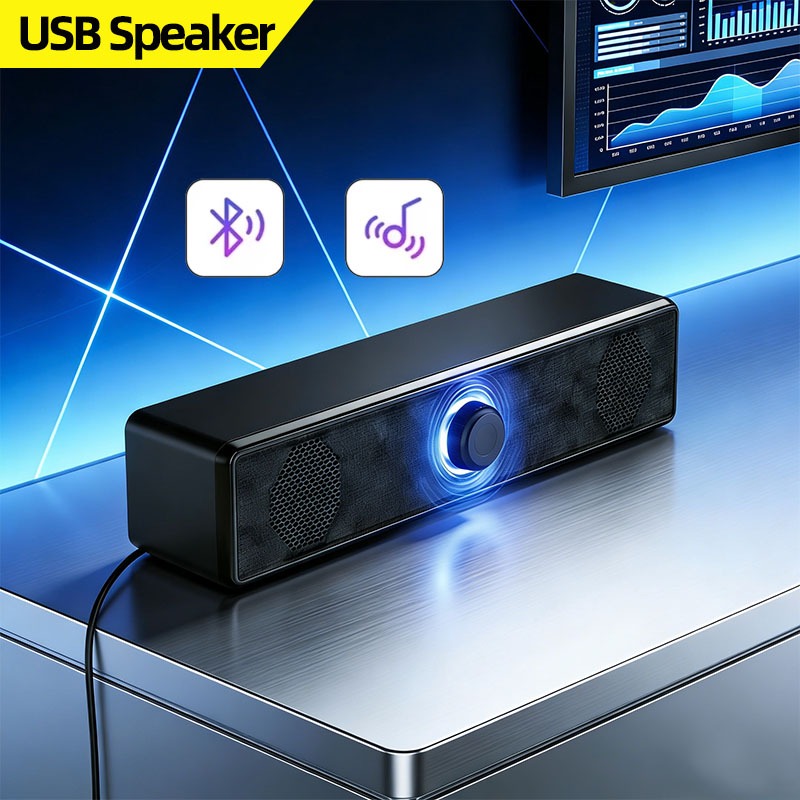 PC Soundbar ลําโพงบลูทูธแบบมีสายและไร้สาย USB Powered Soundbar สําหรับทีวีพีซีแล็ปท็อปสําหรับเล่นเกม