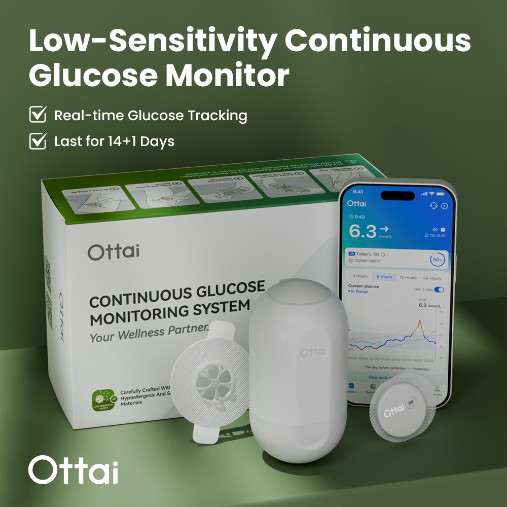 Ottai Hypoallergenic Version CGM Low-Sensitivitivity Continental Glucose Monitor หนึ่งชุดสําหรับ 14 