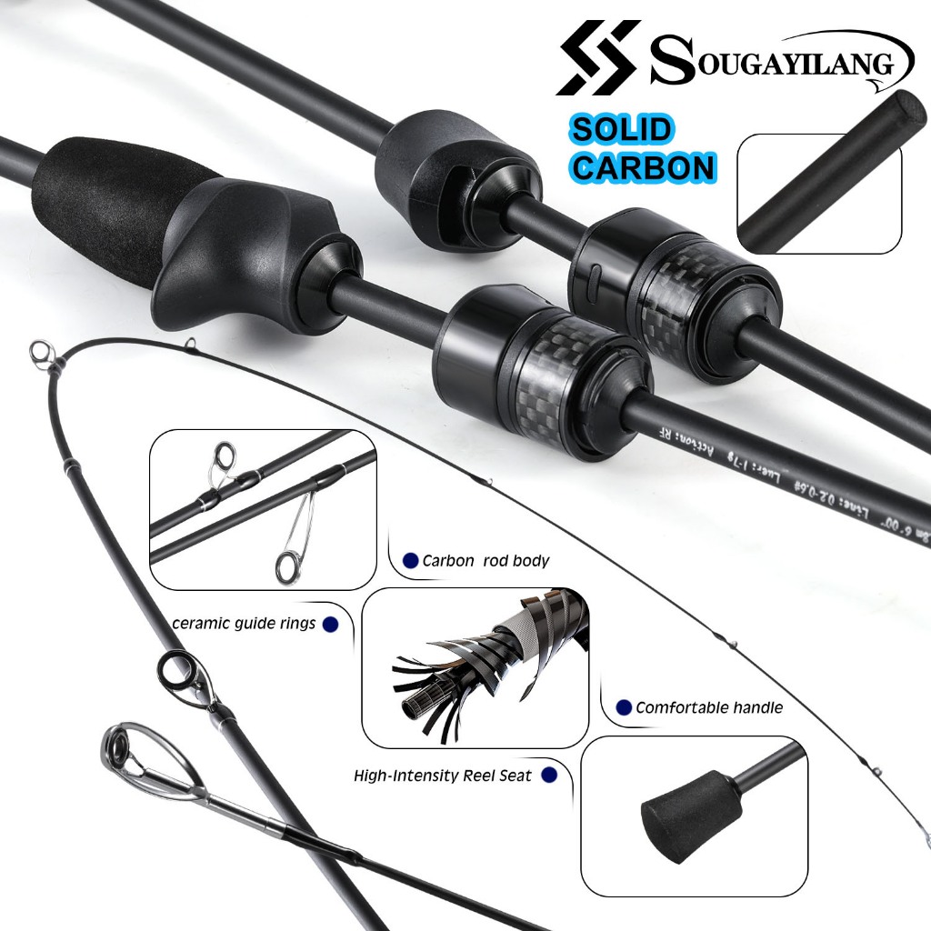 Sougayilang ไม้ตกปลาแบบหมุน/หล่อ RF Power 2 ส่วน ปลายแข็ง Micro-Jigging คาร์บอนน้ำหนักเบา 1.8 เมตร สําหรับน้ําจืด