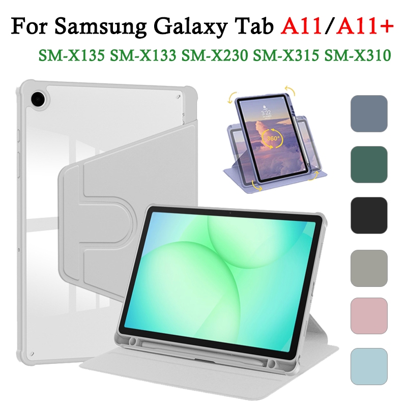 สําหรับ Samsung Galaxy Tab A11 8.7 A11+ Plus 11 2025 อะคริลิค 360° ฝาครอบหมุนพร้อมช่องเสียบปากกาเคสแท็บเล็ตกันกระแทก