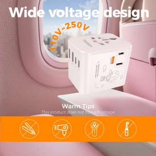 TESSAN อะแดปเตอร์สําหรับเดินทางอเนกประสงค์, อะแดปเตอร์ไฟสากล 3 พอร์ต USB C 2 USB A, ปลั๊ก Adaptor
