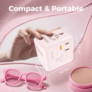 TESSAN อะแดปเตอร์สําหรับเดินทางอเนกประสงค์, อะแดปเตอร์ไฟสากล 3 พอร์ต USB C 2 USB A, ปลั๊ก Adaptor