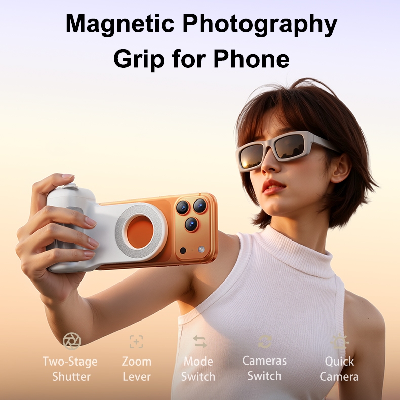 โทรศัพท์แม่เหล็กกล้อง Grip Light Creator Kit สําหรับ IPhone Android เป็น Power Bank ที่ถอดออกได้ไร้ส