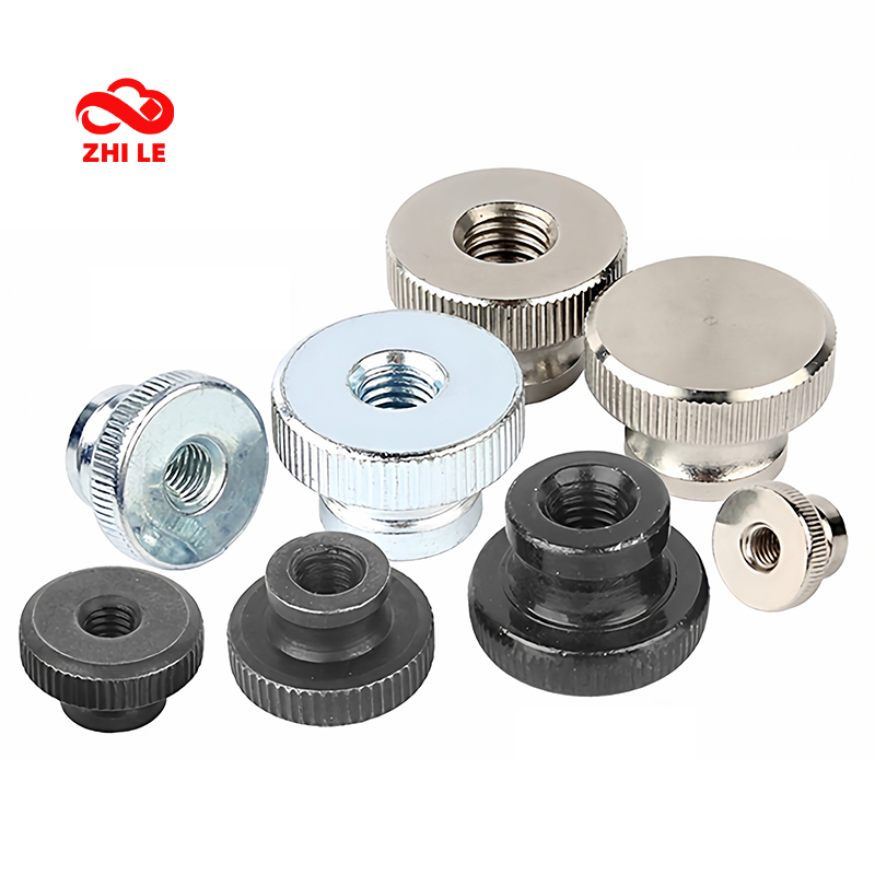 M3 M4 M5 M6 M8 สีดําสีฟ้าสีขาวสังกะสีชุบปรับ Leveling High Head Nut Knurled มือกระชับผ่านหลุมตาบอดโฆษณาตกแต่งถั่ว GB806