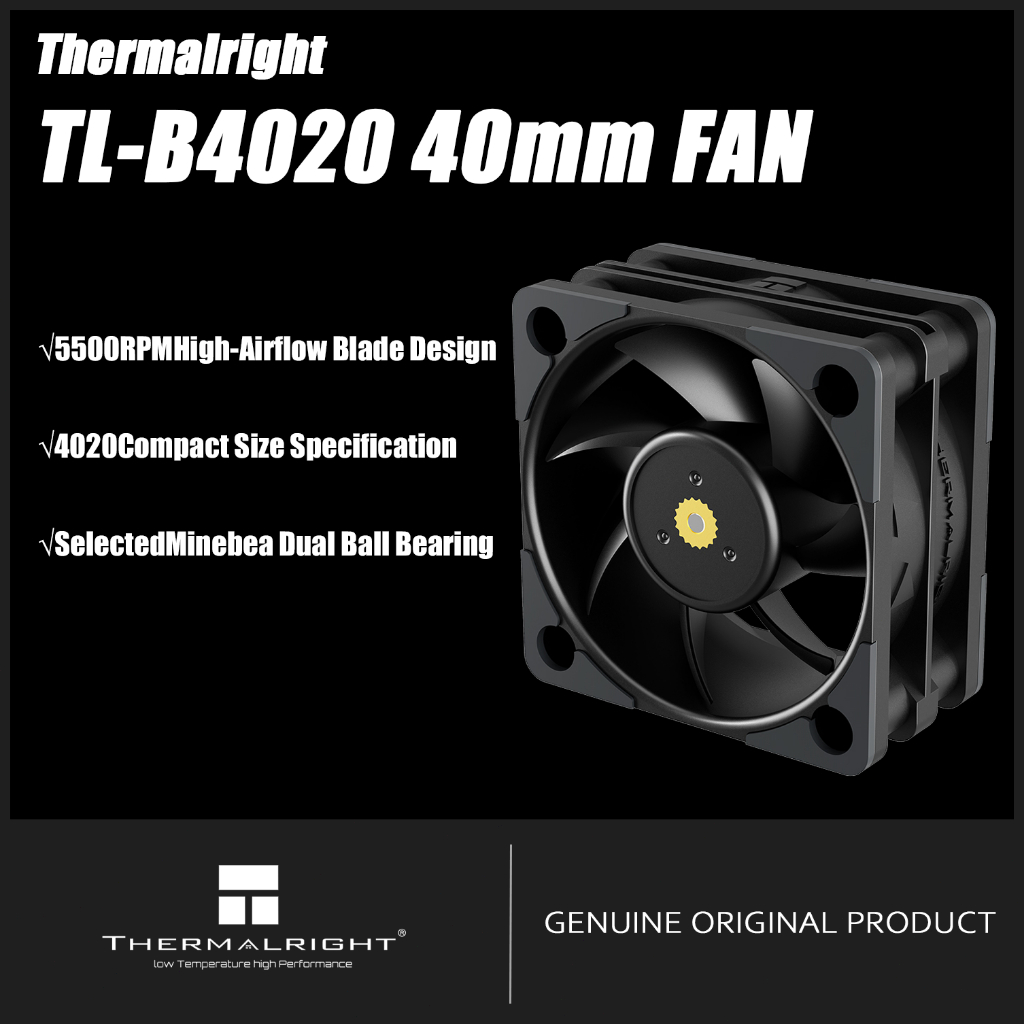 Thermalright TL-B4020 สีดํา 40 มม.พัดลม CPU พัดลมระบายความร้อน 5500RPM 4PIN PWM MINI PC พัดลมประสิทธิภาพทนทาน Dual Ball Bearing