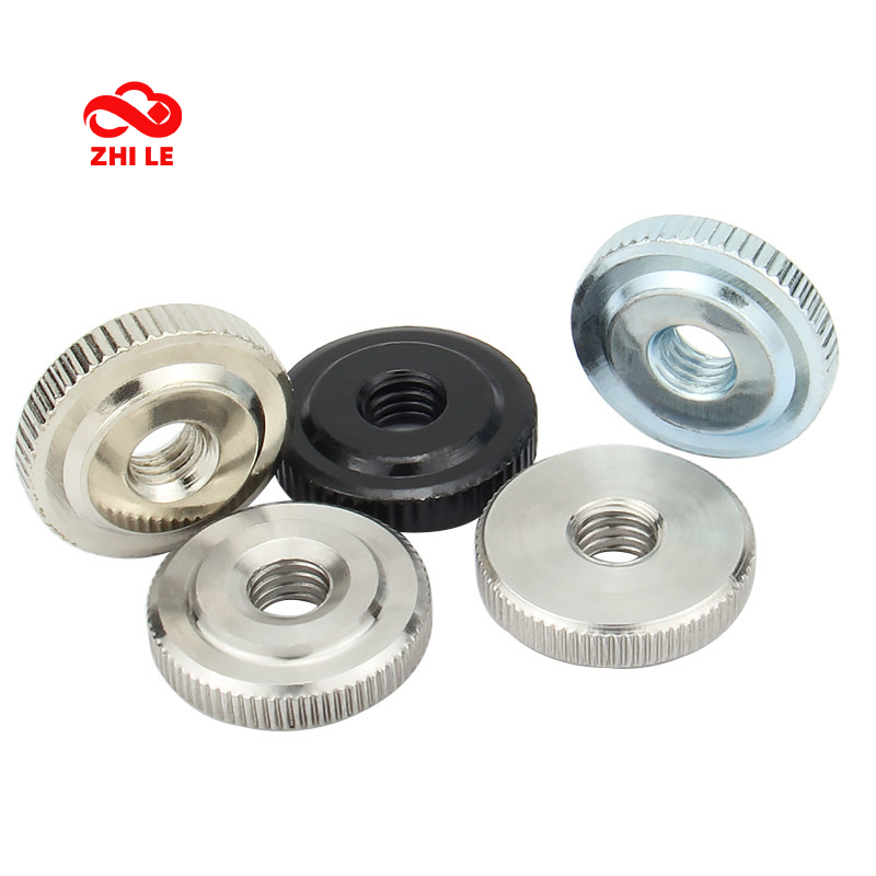 M3 M4 M5 M6 M8 M10 สีดําสีฟ้าสีขาวสังกะสีชุบปรับ Leveling Knurled Nut แบนบางหัวมือกระชับผ่านรูโฆษณาตกแต่งถั่ว GB807