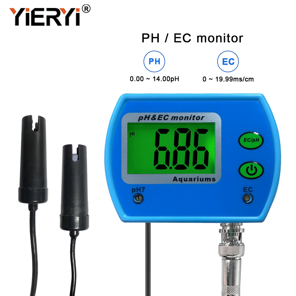 แบบพกพา pH/EC Monitor Dual-Probe เครื่องทดสอบคุณภาพน้ํา 0-14pH, 0-19.99ms/cm Aquarium/Pool/ดื่มน้ํา/