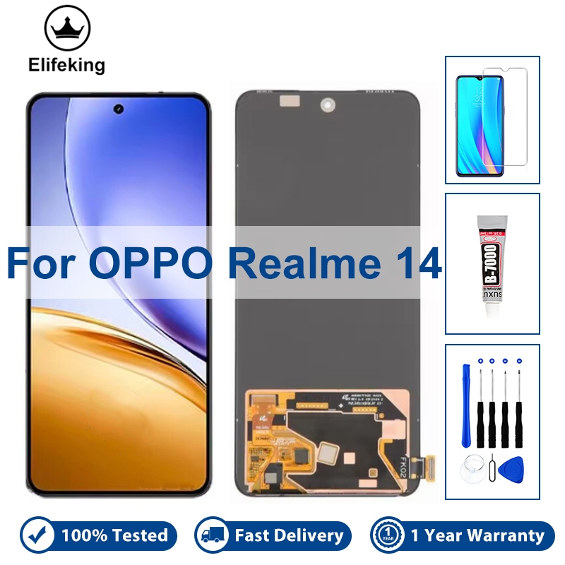 6.67 "จอแสดงผล LCD สําหรับ OPPO Realme 14 5G RMX5070 เปลี่ยนการประกอบจอสัมผัส Digitizer