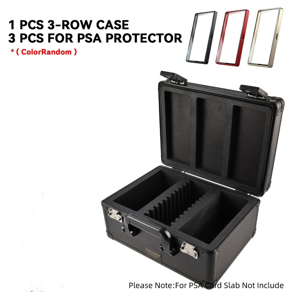 สําหรับ PSA สําหรับ CGC สําหรับ BGS 3-Row Graded การ์ดกล่องเก็บ 3 PCS โลหะ Maganetic Protector สําหรับ PSA (สีสุ่ม) Dual TSA Customs ล็อคและฝาครอบโปร่งใส