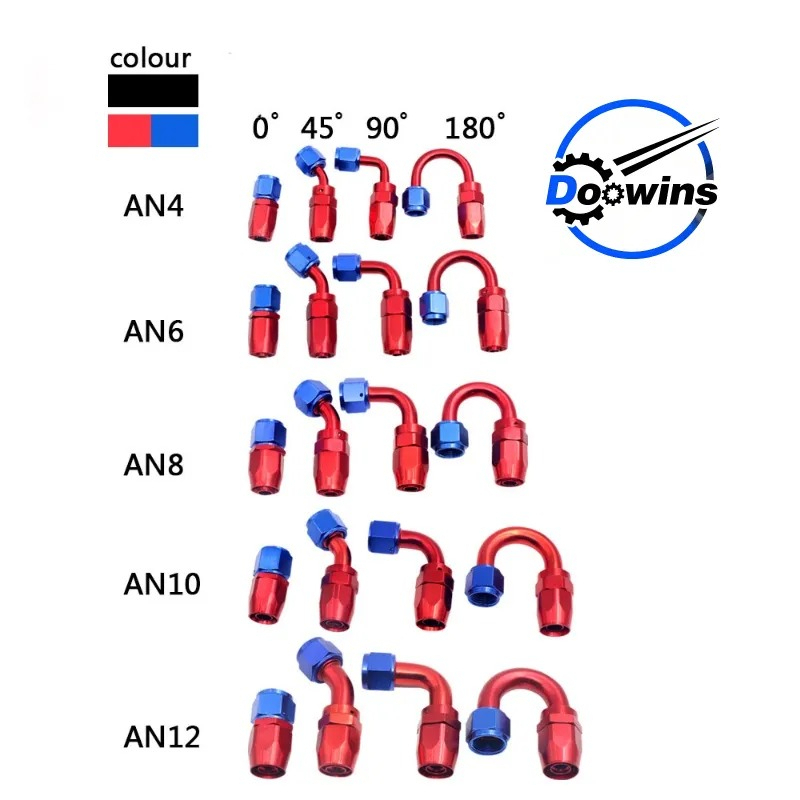 AN4 AN6 AN8 AN10 0° 45 ° 90 ° 180 °องศา อะแดปเตอร์ข้อต่อท่อตรง ท่อน้ํามัน หัวฟิตติ้ง