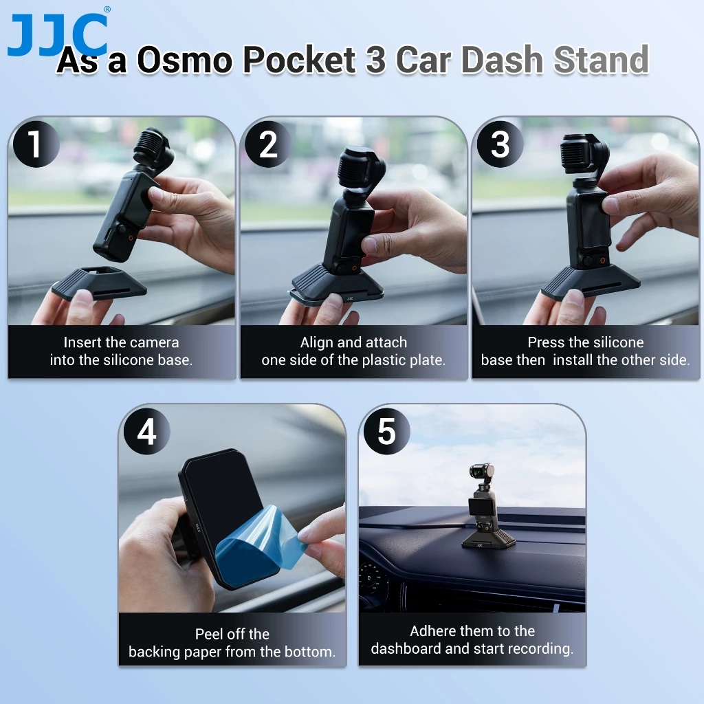 JJC กล้องลื่นเดสก์ท็อปสําหรับ DJI Osmo Pocket 4P 4 3 OSMO 360 & Insta360 Luna Ultra X5 X4 กล้อง, ซิลิโคนกาวแดชบอร์ดรถขาตั้งพร้อมฐานกาว thumbnail 6