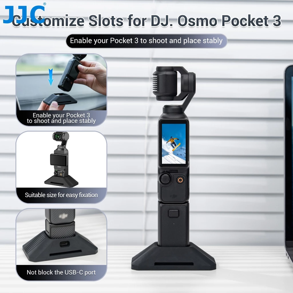 JJC กล้องลื่นเดสก์ท็อปสําหรับ DJI Osmo Pocket 4P 4 3 OSMO 360 & Insta360 Luna Ultra X5 X4 กล้อง, ซิลิโคนกาวแดชบอร์ดรถขาตั้งพร้อมฐานกาว thumbnail 3