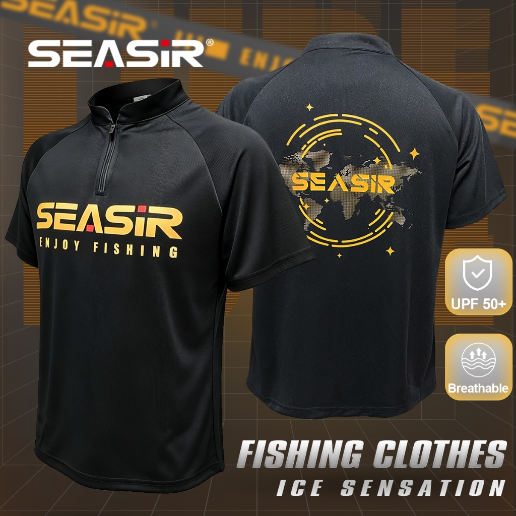 SEASIR เสื้อยืดตกปลา ขนาด M-4XL แห้งไว ป้องกันแสงแดด สไตล์กลางแจ้งสำหรับการตกปลา