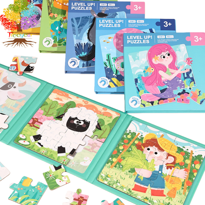 Three-in-One Magnetic Puzzle Board - Educational Book for Kids, Foldable Baby Early Learning & Cognitive Development Toy