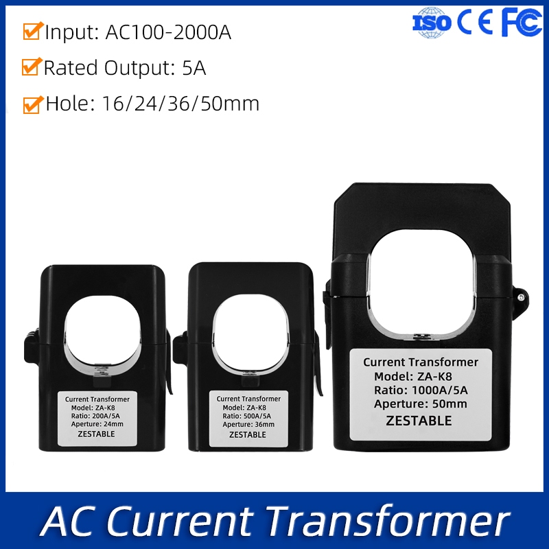 Split Core AC Current Transformer 100A 200A 300A 400A เซ็นเซอร์กระแสไฟเจาะรูแบบเปิดปิด