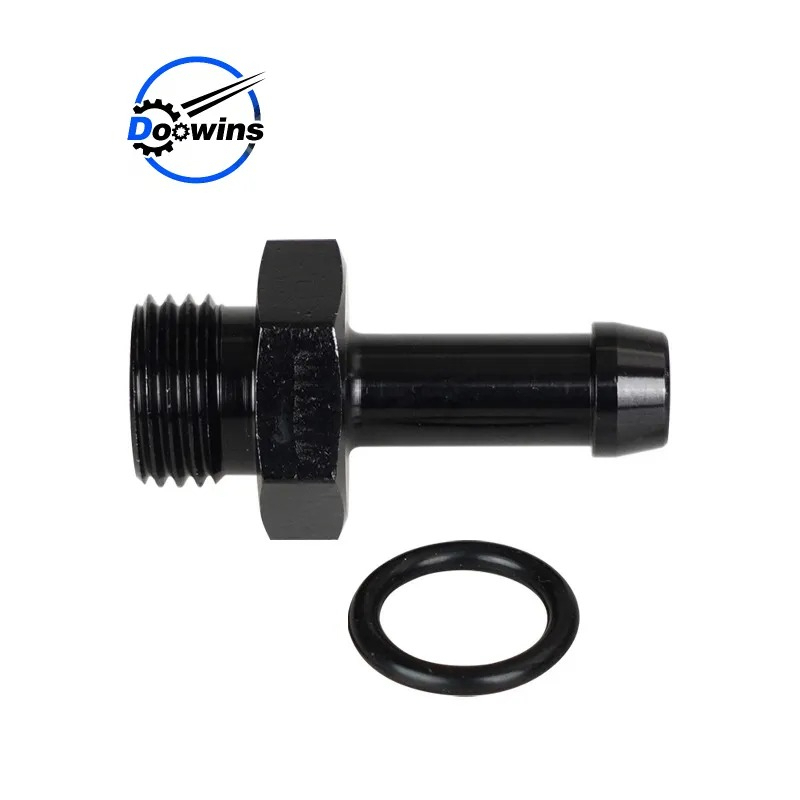 อะแดปเตอร์โอริงซีลน้ํามันเชื้อเพลิง 6AN ตัวผู้ เป็น 5/16 6AN พร้อมแหวนรอง AN6 ORB อะลูมิเนียม สีดํา