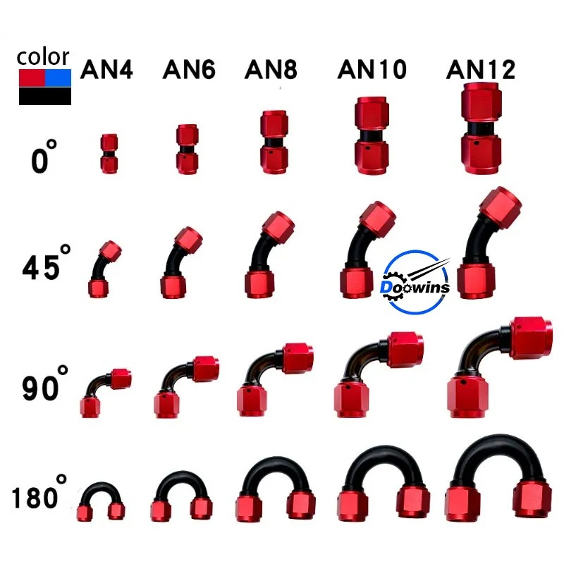 อะแดปเตอร์ข้อต่อท่อไฮดรอลิค AN4 6 8 10 12  AN4 6 8 10 12 Female To 0 45 90 180องศา สําหรับรถยนต์ ระบบน้ำมัน
