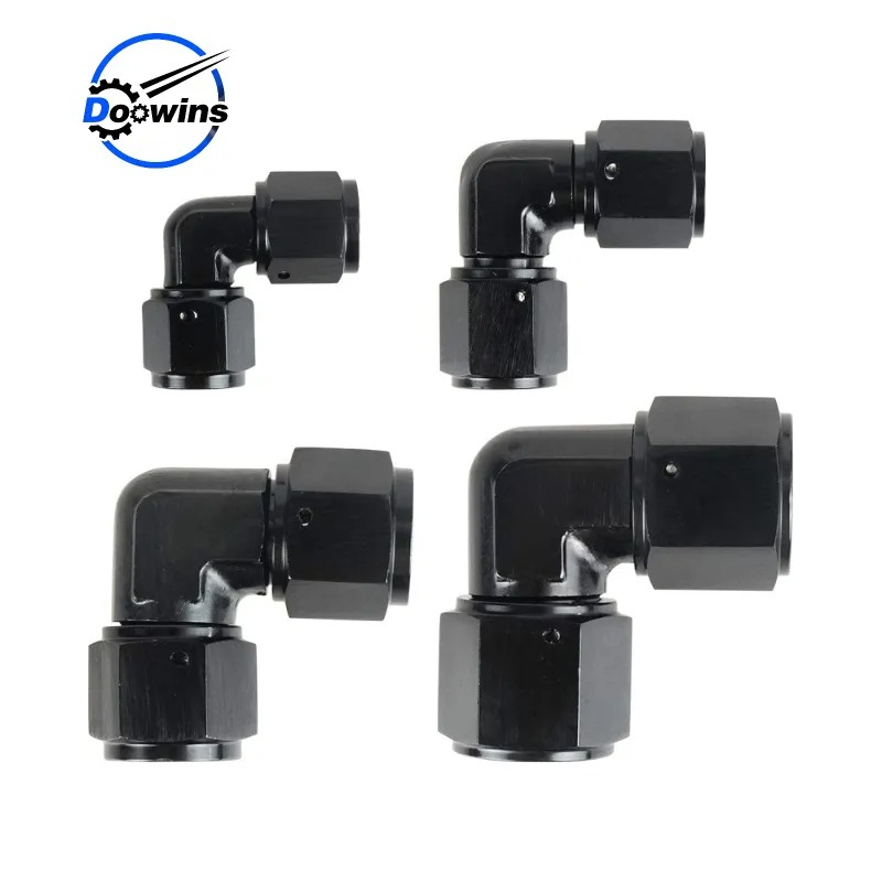 อะแดปเตอร์ข้อต่อเชื่อมอะลูมิเนียม 6AN AN4 AN8 AN10 เป็นตัวเมีย AN6 4AN 8AN 10AN 90 องศา สีดํา