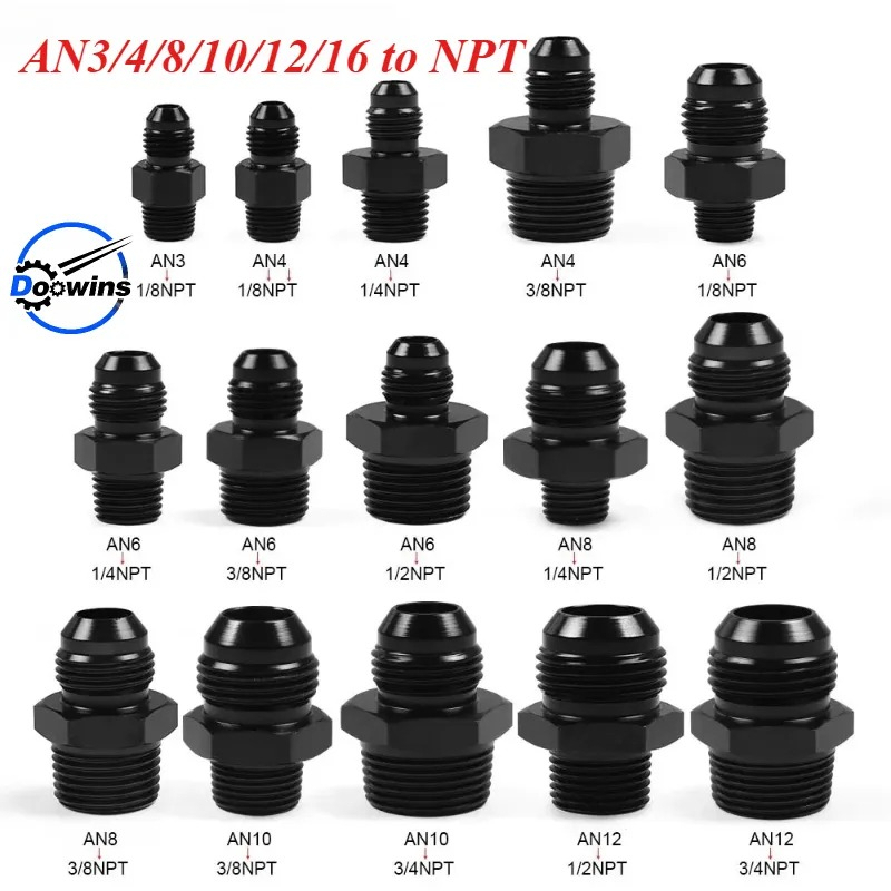 Universal AN3 AN4 AN6 AN8 AN10 AN12 16AN ถึง 1/8 1/4 3/8 1/2 3/4 NPT การใช้น้ํามันท่ออุปกรณ์ตรงน้ํามันท่ออะแดปเตอร์ชาย Thread Adaptor