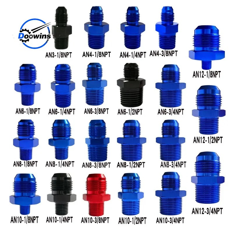 อะแดปเตอร์ข้อต่อท่อน้ํามันเชื้อเพลิง AN3 AN4 AN6 AN8 AN10 AN12 To 1/2 1/4 3/4 1/8 3/8NPT