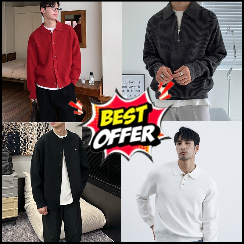 เสื้อกันหนาวสไตล์เกาหลีมินิมอล สำหรับผู้ชาย เหมาะสำหรับวันหยุดในฤดูใบไม้ผลิ อบอุ่นและสวมใส่ง่าย