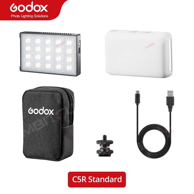 Godox C5R 5W 2500-8500K Knowled RGB Creative Light แบบพกพามินิพ็อกเก็ต RGB วิดีโอสําหรับกล้อง DSLR V