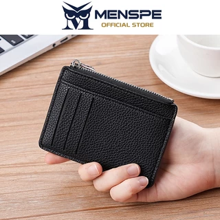 MENSPE กระเป๋าสตางค์สั้นสำหรับผู้ชายและผู้หญิง อเนกประสงค์ ป้องกัน RFID บางเฉียบ ทำจากหนัง PU นุ่ม ใส่บัตรได้หลายช่อง