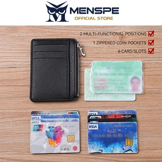 MENSPE กระเป๋าสตางค์สั้นสำหรับผู้ชายและผู้หญิง อเนกประสงค์ ป้องกัน RFID บางเฉียบ ทำจากหนัง PU นุ่ม ใส่บัตรได้หลายช่อง