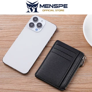 MENSPE กระเป๋าสตางค์สั้นสำหรับผู้ชายและผู้หญิง อเนกประสงค์ ป้องกัน RFID บางเฉียบ ทำจากหนัง PU นุ่ม ใส่บัตรได้หลายช่อง