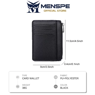 MENSPE กระเป๋าสตางค์สั้นสำหรับผู้ชายและผู้หญิง อเนกประสงค์ ป้องกัน RFID บางเฉียบ ทำจากหนัง PU นุ่ม ใส่บัตรได้หลายช่อง