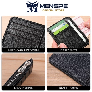 MENSPE กระเป๋าสตางค์สั้นสำหรับผู้ชายและผู้หญิง อเนกประสงค์ ป้องกัน RFID บางเฉียบ ทำจากหนัง PU นุ่ม ใส่บัตรได้หลายช่อง