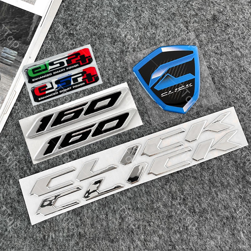 7PCS 3D สติกเกอร์กาวนุ่มคลิกนูนสัญลักษณ์สัญลักษณ์สัญลักษณ์กันน้ําสําหรับ Honda Click160 คลิก 160 คลิก v3 v2