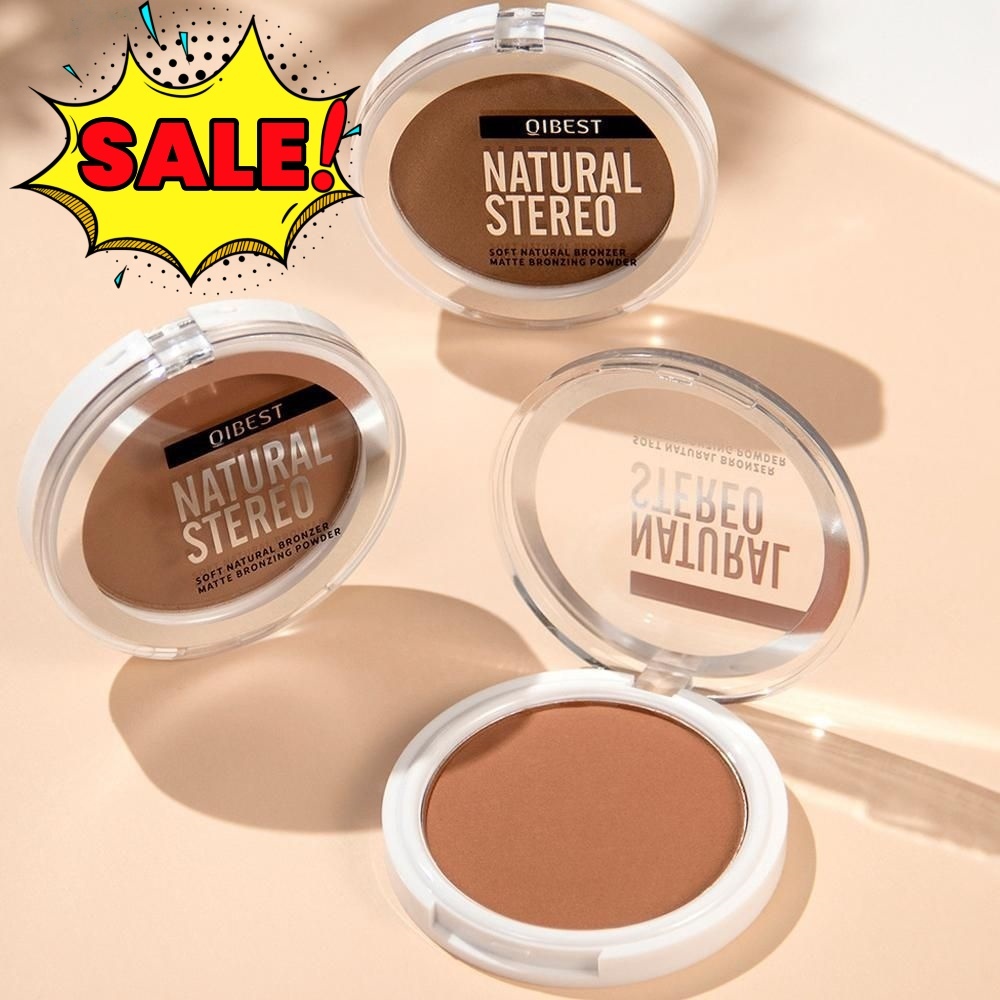 QIBEST Natural Stereo Matte Bronzer: Soft , เม็ดสีติดทนนาน, เหมาะสําหรับการแกะสลักใบหน้าและทุกวัน/ปาร์ตี้แต่งหน้าที่อบอุ่นดู