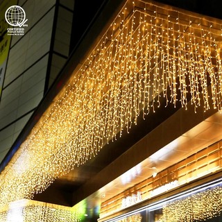 READY STOCK Lampu Raya LED Icicle Curtain Light LED Waterproof 8 Modes Fairy Curtain String Light  Garden Wedding Party Outdoor Hanging Decoration Lamp Lampu Dekorasi  Eave