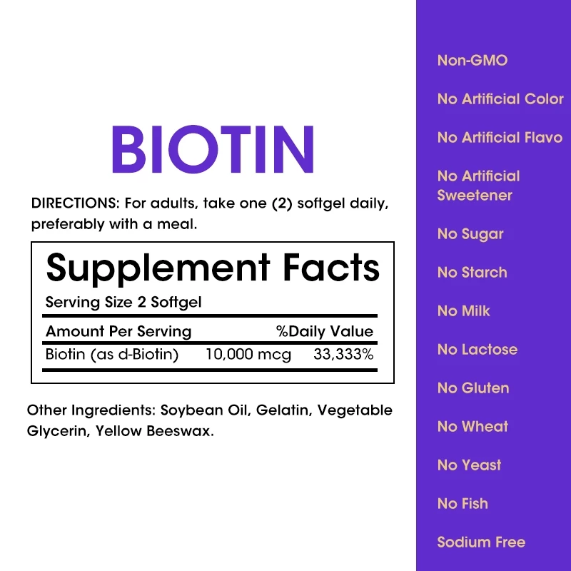 VitaLfit Biotin 10000mcg Vegan Hair Skin Nails Anti-Hair Loss Capsule thumbnail 6