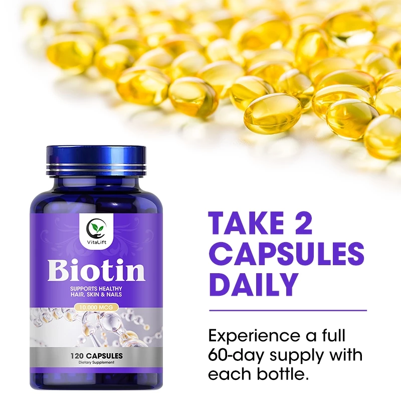 VitaLfit Biotin 10000mcg Vegan Hair Skin Nails Anti-Hair Loss Capsule thumbnail 3