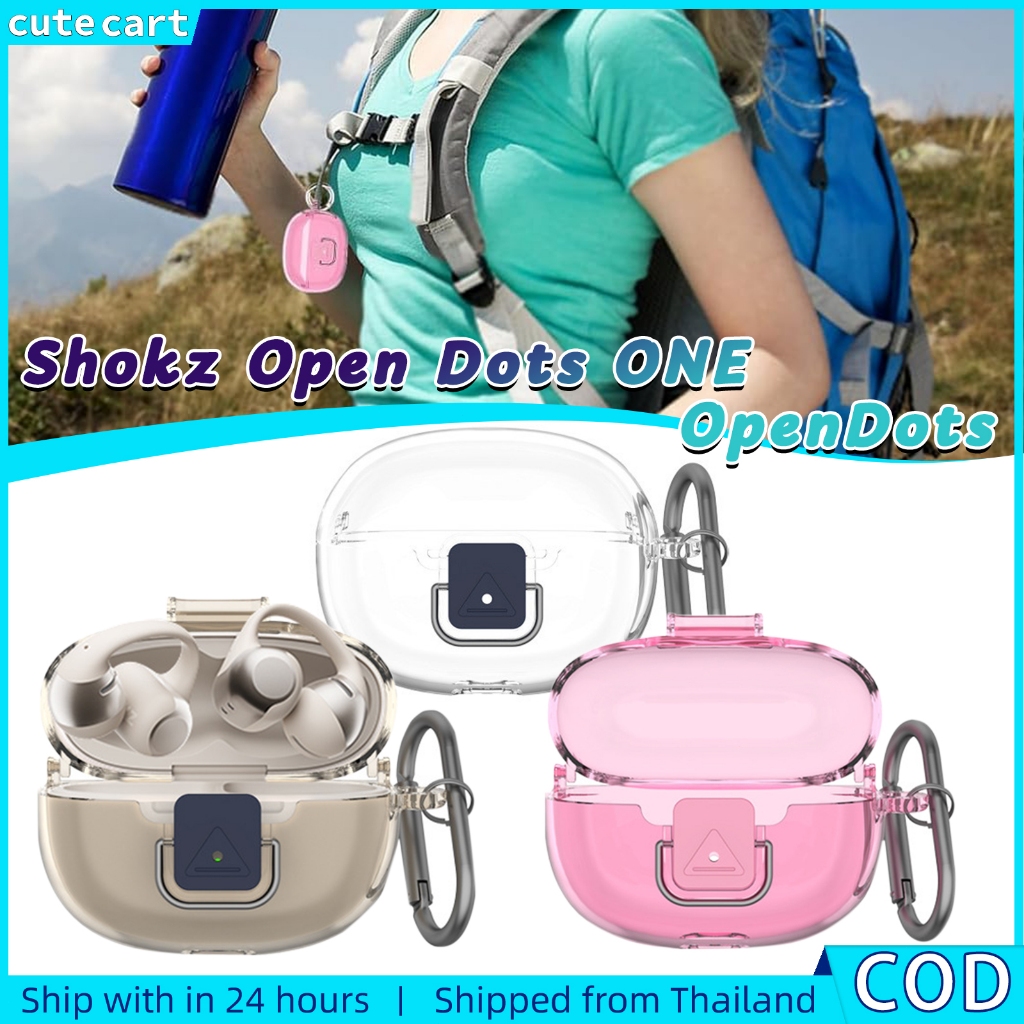 Shokz OpenDots กรณี TPU ฝาครอบป้องกันโปร่งใสกันน้ํากันกระแทก Anti-Fall หูฟังพร้อมตะขอสําหรับหูฟังบลูทูธ