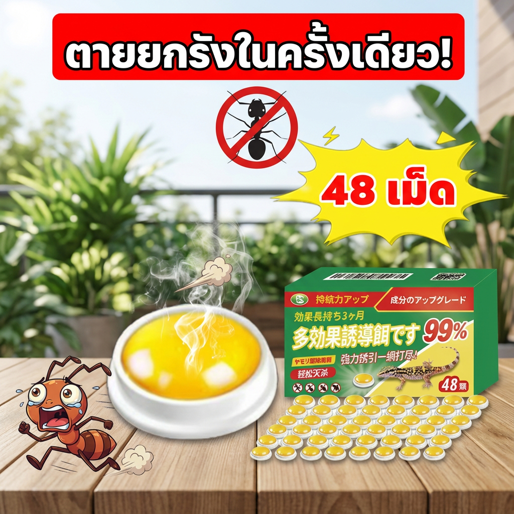 48 เม็ด！เจลมด เหยื่อมด ยาฆ่ามด เหยื่อกำจัดมด กำจัดมด ติดที่ไหนฆ่าที่นั่น