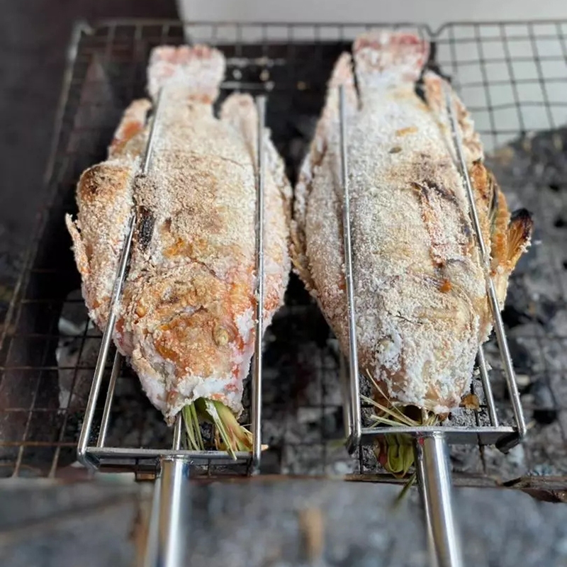 เสียบปลานิล สแตนเลส304 เสียบปลาเผาใส่เครื่องหมุนเตา ที่ย่างปลาช่อน เสียบปลาดุก มัลติฟังก์ชั่น