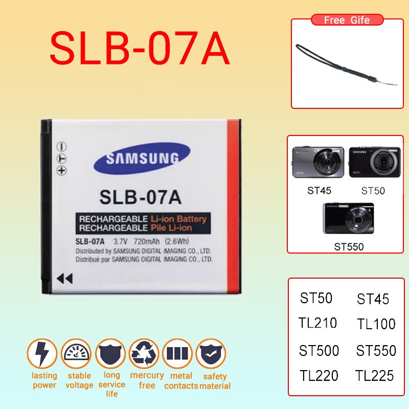 SLB-07A SLB 07A SLB07A เหมาะสําหรับ Samsung TL90 TL100 TL205 TL210 PL150 ST50 ST500 ST550 ST600 กล้อ