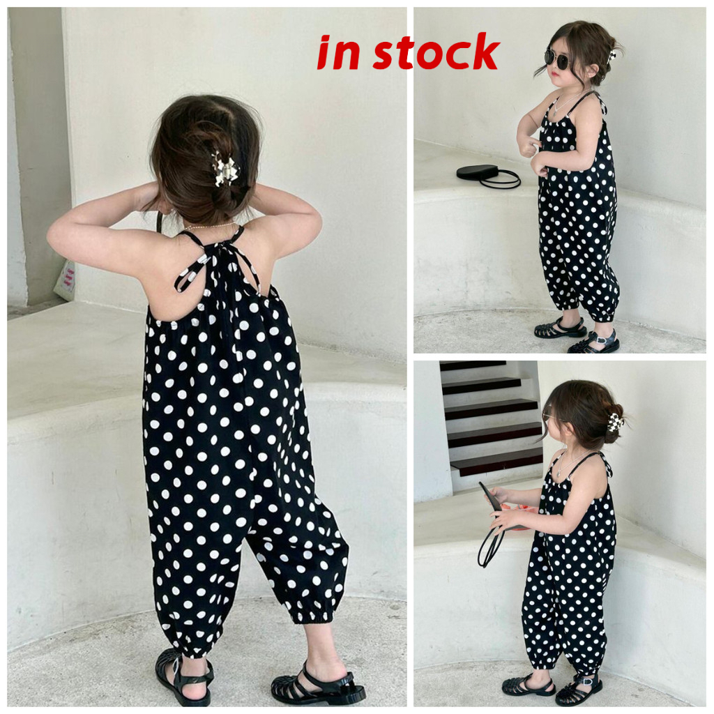 [Grojoy] (จัดส่งจากคลังไทย)👧เด็กหญิงอายุ 3-10 ปีจั๊มสูทลายจุดสไตล์เกาหลีเอี๊ยมป้องกันยุง..GR997#