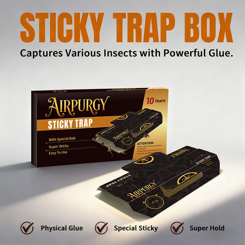 1 กล่อง 10 ชิ้น Airpurgy ทางกายภาพ Sticky Trap House สีดํา Strong กาว Child & Pet-Friendly Home แมลง