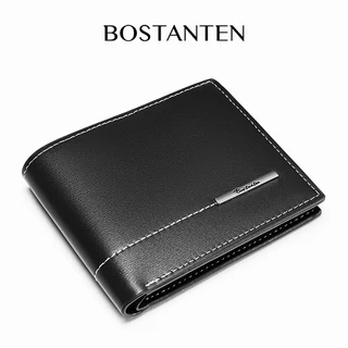 BOSTANTEN กระเป๋าสตางค์สั้นลำลองสำหรับผู้ชาย ทำจากหนัง PU เป็นสิ่งจำเป็นสำหรับธุรกิจ