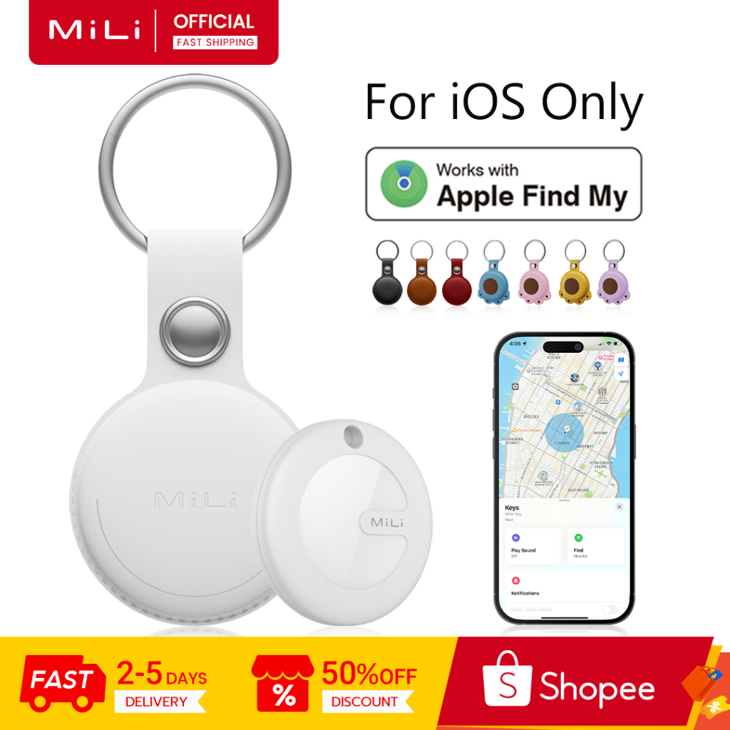 MiLi MiTag Bluetooth Tracker, Keys Finder และตัวระบุตําแหน่งสัตว์เลี้ยงสําหรับคีย์, กระเป๋าและอื่นๆ, ช่วงสูงสุด 120 ม., กันน้ํา, ตัวค้นหาโทรศัพท์, รองรับ iOS