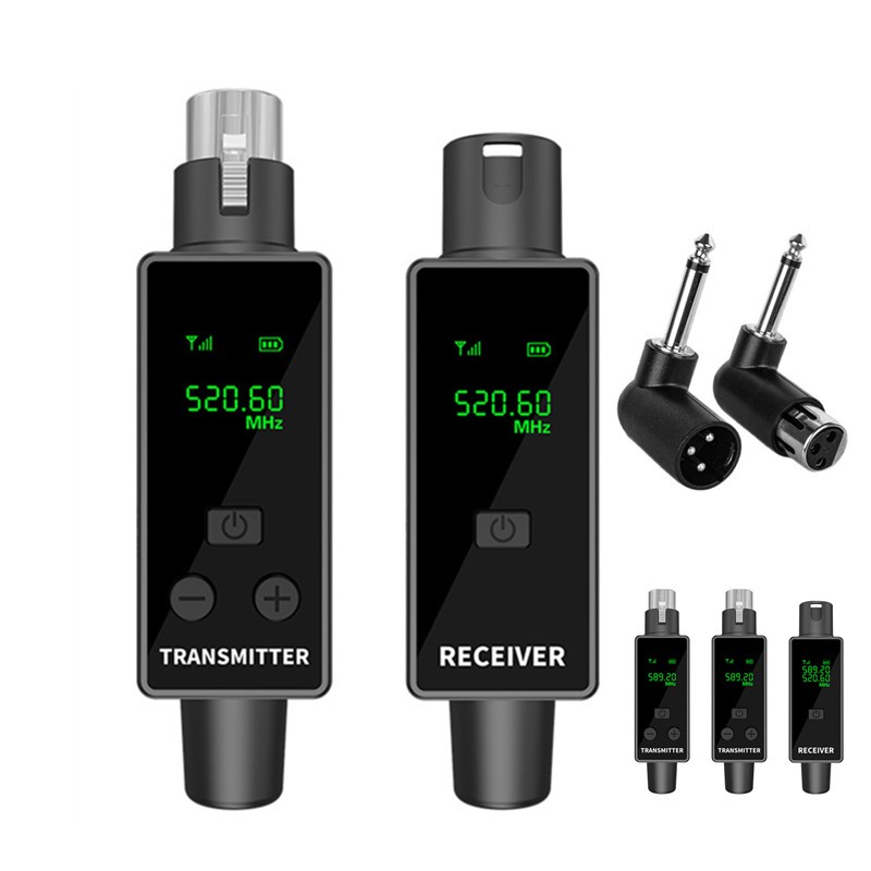 ระบบไมโครโฟนไร้สาย 2.4GHz XLR อะแดปเตอร์ไมโครโฟนเครื่องส่งสัญญาณไร้สายสําหรับไมโครโฟนแบบไดนามิกกีตาร์ Mixer PA System