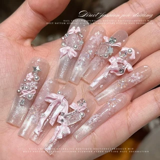 Rou Bao 50 ชิ้นเล็บ Pearlescent Soft แกะสลักโบว์ริบบิ้นเล็บ Art DIY ตกแต่ง