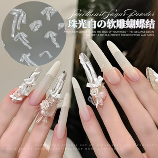 Rou Bao 50 ชิ้นเล็บ Pearlescent Soft แกะสลักโบว์ริบบิ้นเล็บ Art DIY ตกแต่ง