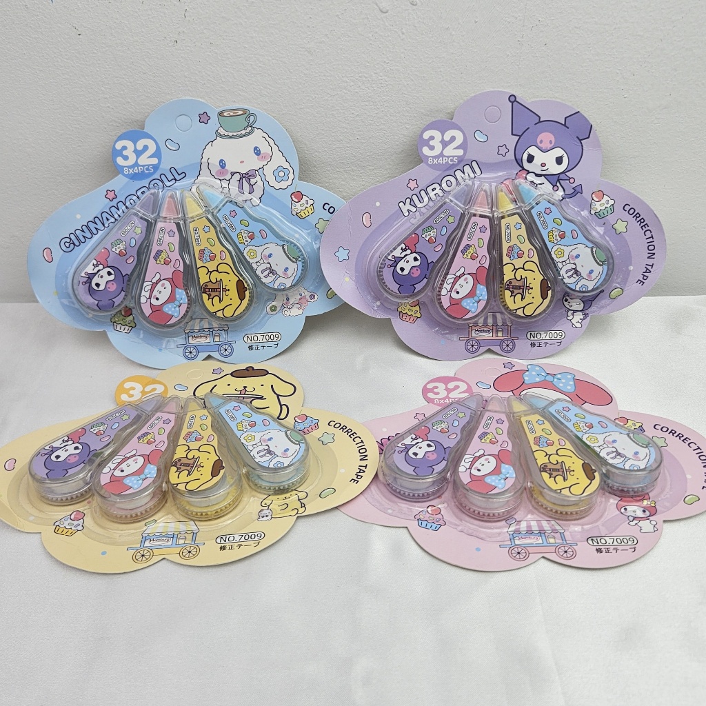 SANRIO ซานริโอ,เทปลบคําผิด,ชุดเทปลบคําผิด,เทปลบคําผิด4 ใน 1,ยางลบ