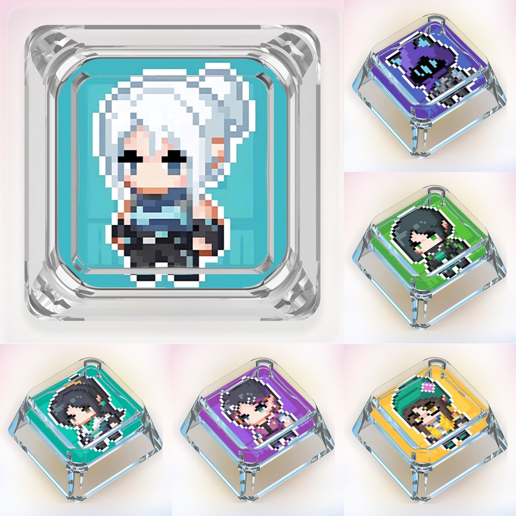 VALORANT Pixel Art Keycaps การ์ตูนน่ารัก Custom Keycaps คีย์บอร์ดแบบกลไกโปร่งใส Keycaps
