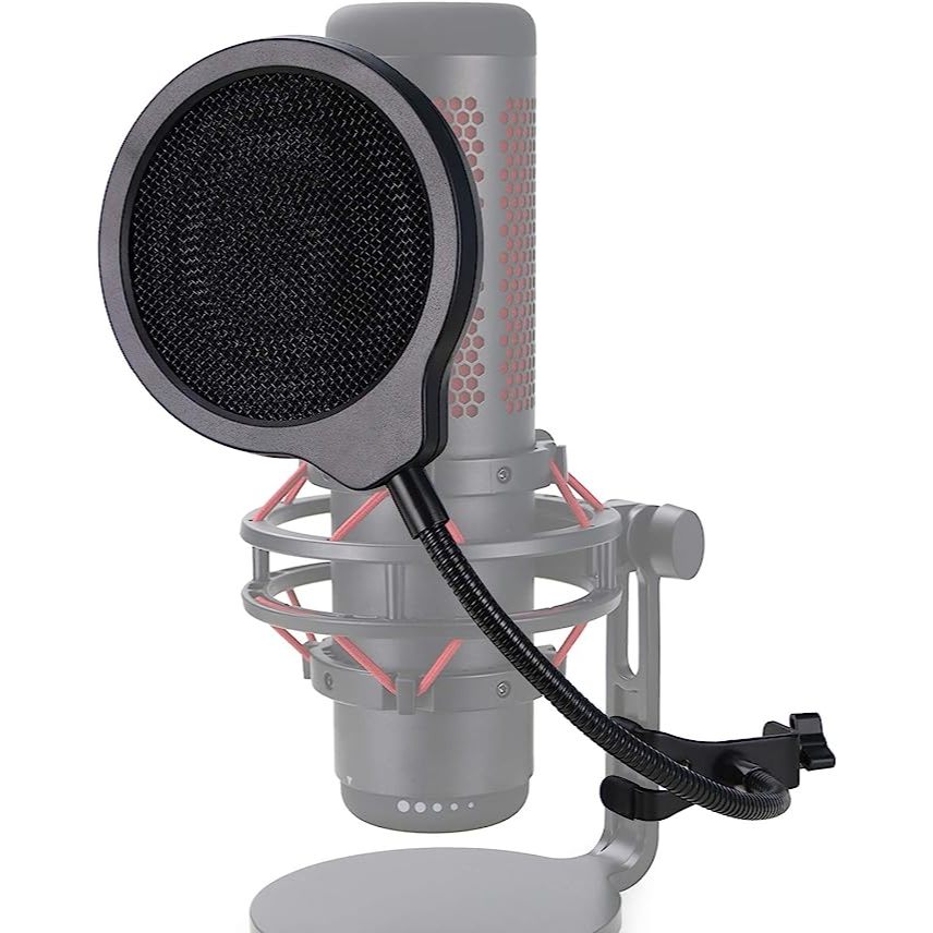 QuadCast Pop Filter - กระจกโลหะสําหรับไมโครโฟน HyperX QuadCast ( 4 นิ้ว 3 ชั้น), Professional Mic Po